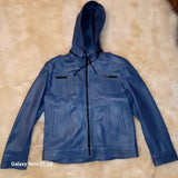 Suraya Leather Hooded Biker Jacket