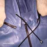 Suraya Leather Hooded Biker Jacket