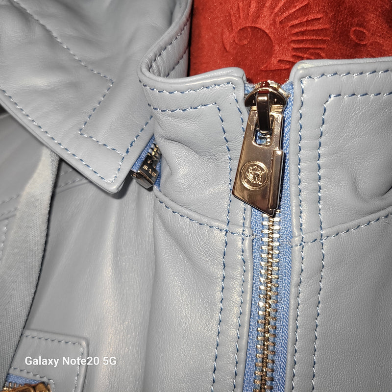 Suraya Leather Hooded Biker Jacket