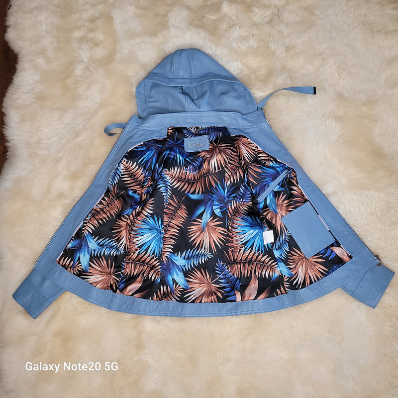 Suraya Leather Hooded Biker Jacket